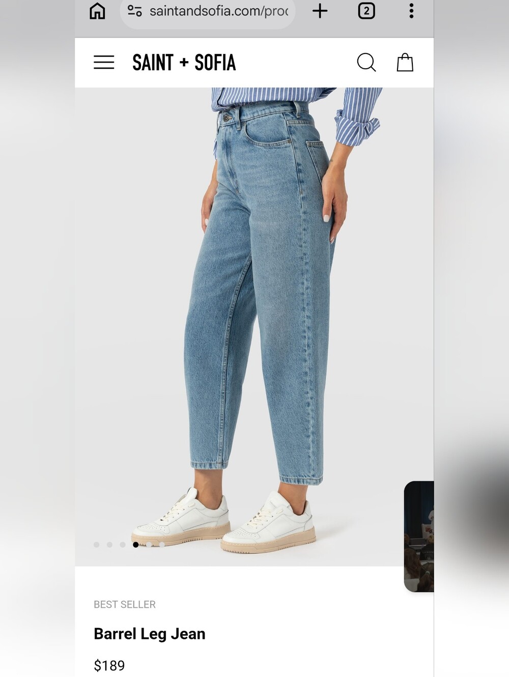 Saint And Sofia Barrel Leg Jean - Light Blue Size 2